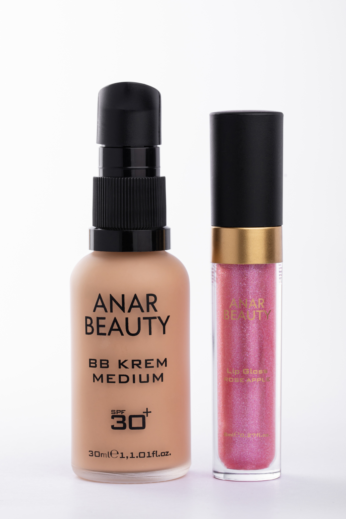 Anar Beauty BB Krem-30ml (Medium) + Dudak Parlatıcısı - Parlatıcı Lip Oil Gloss (RoseApple) 2'li SET