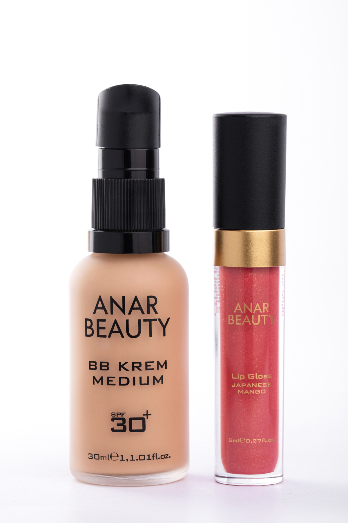 Anar Beauty BB Krem-30ml (Medium) + Dudak Parlatıcısı - Parlatıcı Lip Oil Gloss (Japanese Mango) 2'li SET