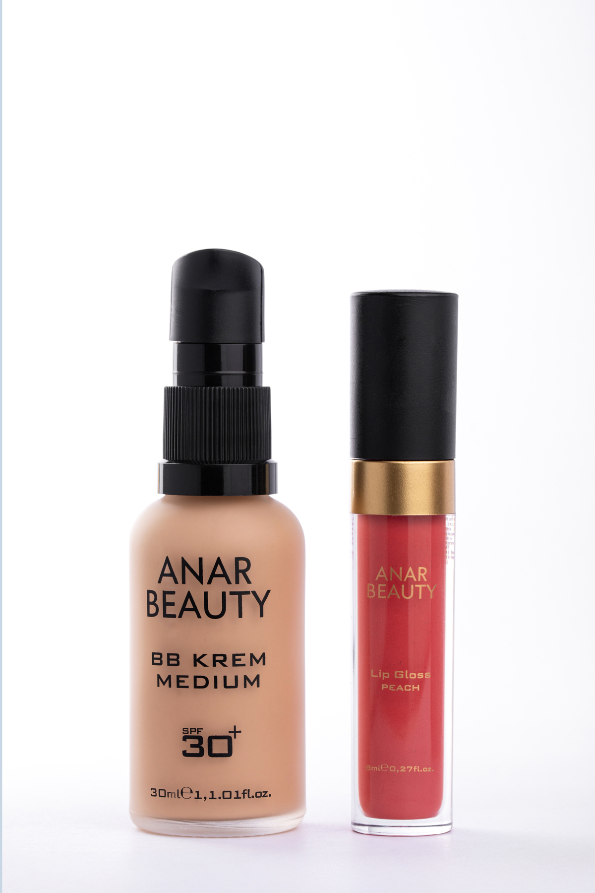 Anar Beauty BB Krem-30ml (Medium) + Dudak Parlatıcısı - Parlatıcı Lip Oil Gloss (Peach) 2'li SET