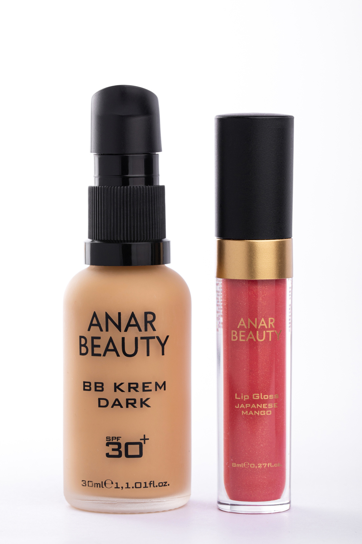 Anar Beauty BB Krem-30ml (Dark) + Dudak Parlatıcısı - Parlatıcı Lip Oil Gloss (Japanese Mango) 2'li SET