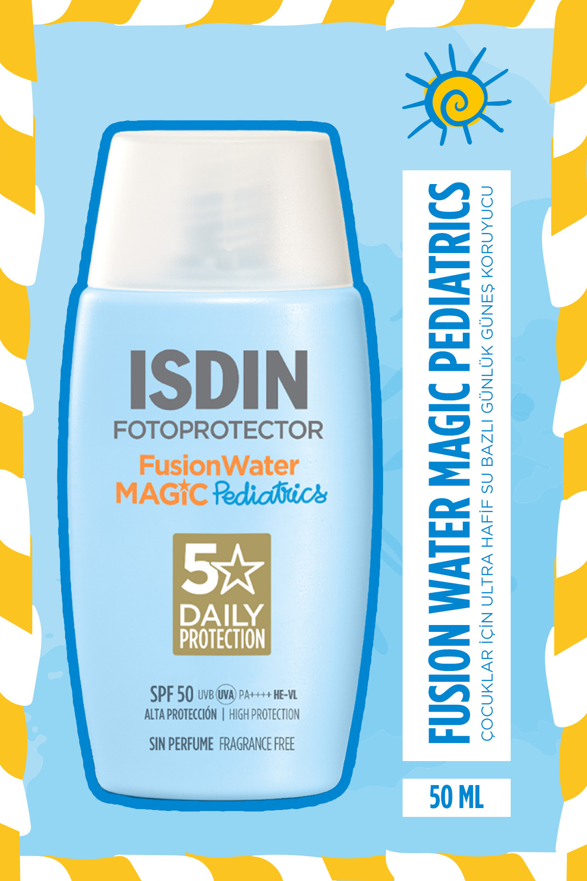ISDIN Fotoprotector Fusion Water Magic Pediatrics Spf50 50 ml Su Bazlı Çocuk Yüz Güneş Kremi