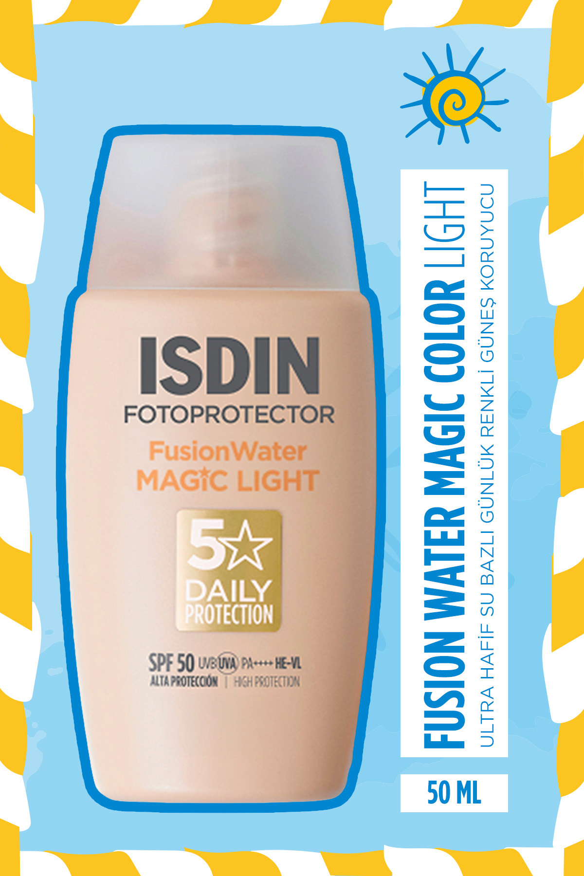 ISDIN Fotoprotector Fusion Water Color Light Spf 50 50 ml Renkli Su Bazlı Yüz Güneş Kremi