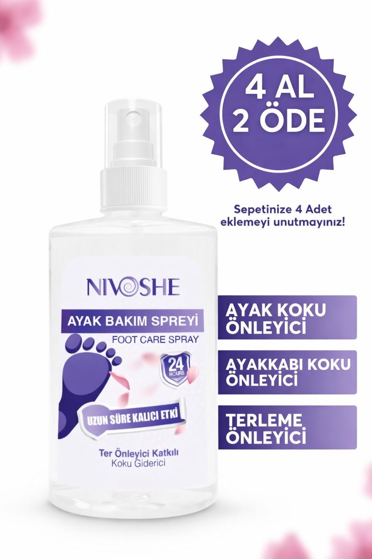 NIVOSHE Ayak Kokusu Giderici Sprey Ayak Ayakkabı Terleme Ter Önleyici Ve Nemlendirici Ayakkabı Koku Spreyi