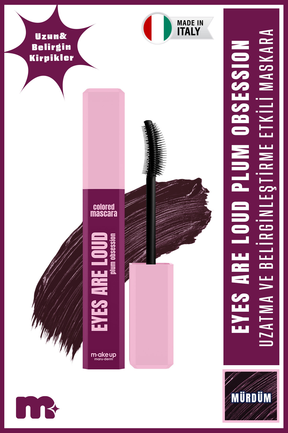 Maru.Derm make up maruderm Renkli Maskara (Mürdüm) – Colored Mascara Burgundy
