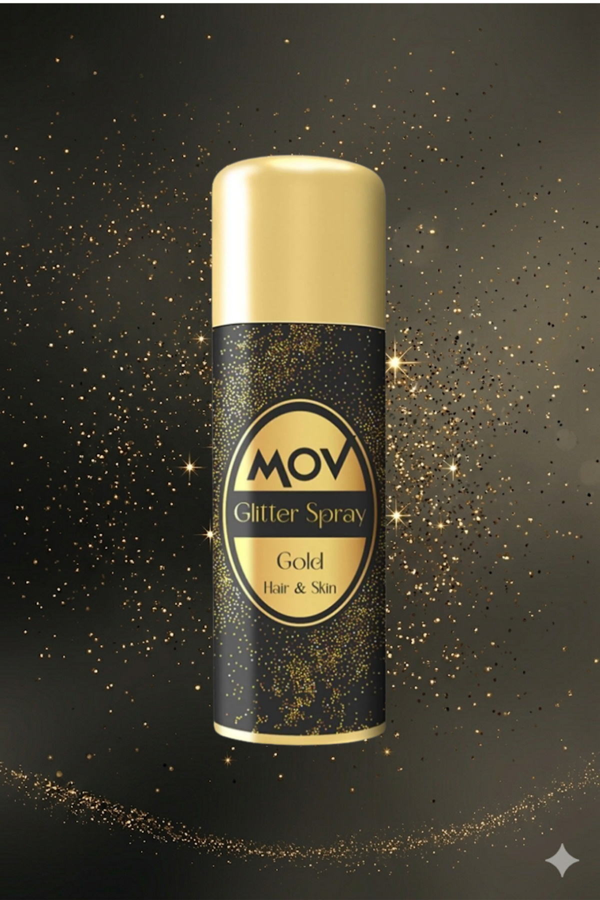 MOV Glitter Simli Sprey GOLD 90 ML, Vücut-Saç Spreyi-Giysi-Tırnak Yoğun Işıltılı , Kalıcı Parlaklık