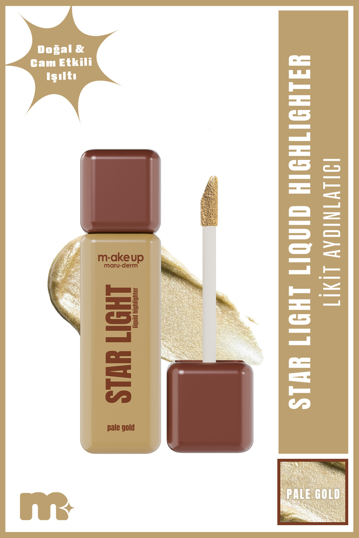 Maru.Derm m.ake up maruderm Islak Bitişli Likit Aydınlatıcı – Liquid Highlighter Pale Gold