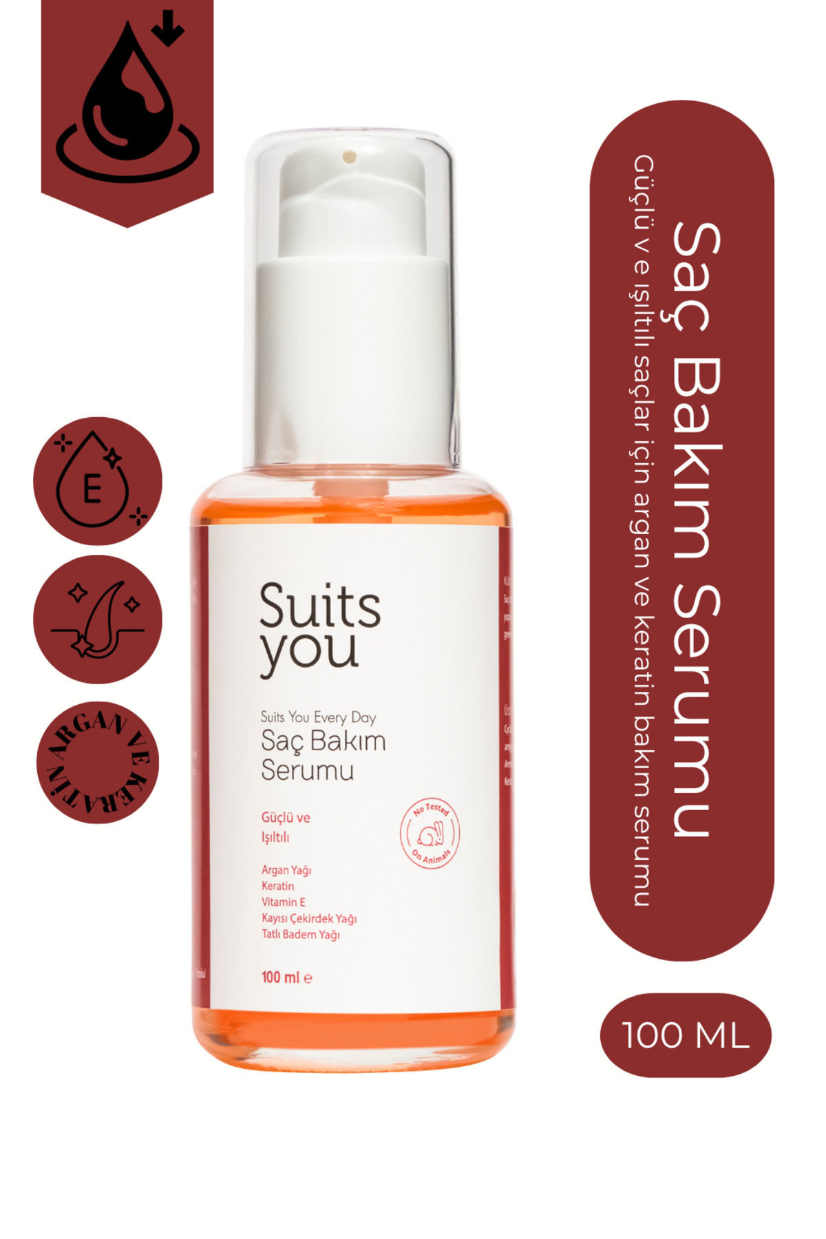 suitsyou Keratin & Argan Onarıcı-Besleyici Saç Bakım Yağı 100 ml – Güçlü Ve Işıltılı Saçlar