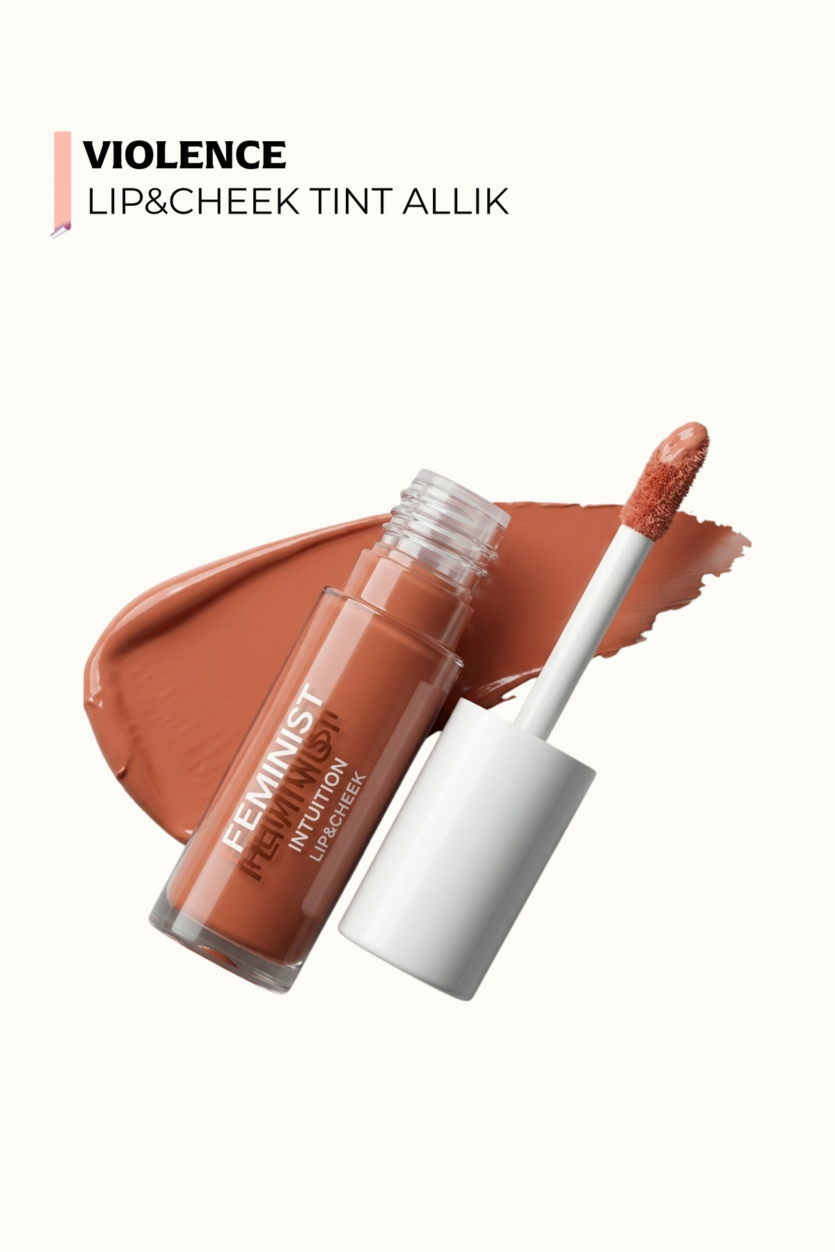 Feminist Cosmetics Intuition Tint | Allık Ruj ve Göz Farı Violence Şeftali | Dudak Yanak Renklendirici Likit Allık