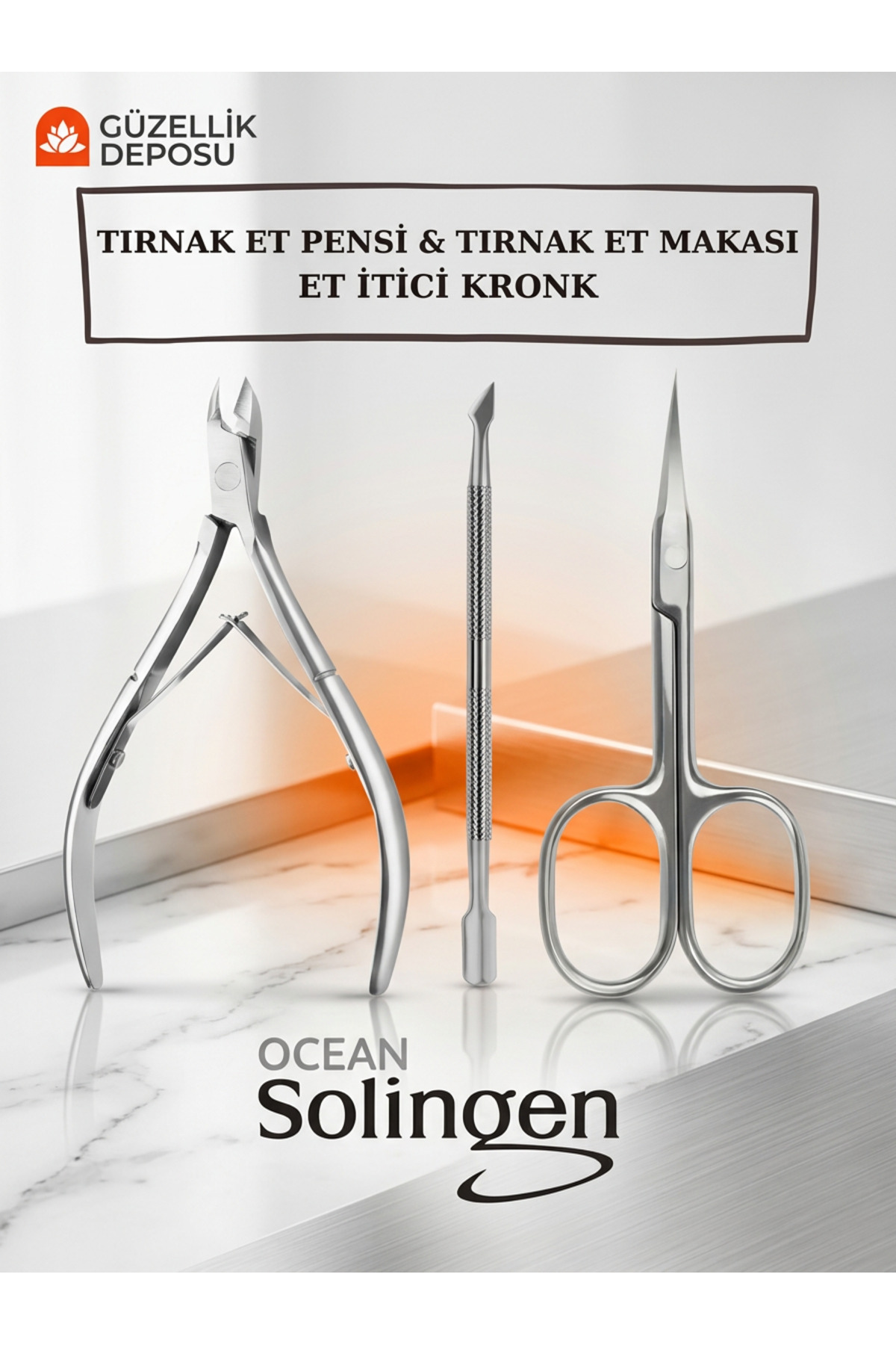 Güzellik Deposu Solingen Tırnak Et Pensi, Tırnak Et Makası, Et İtici Kronk Paslanmaz Çelik