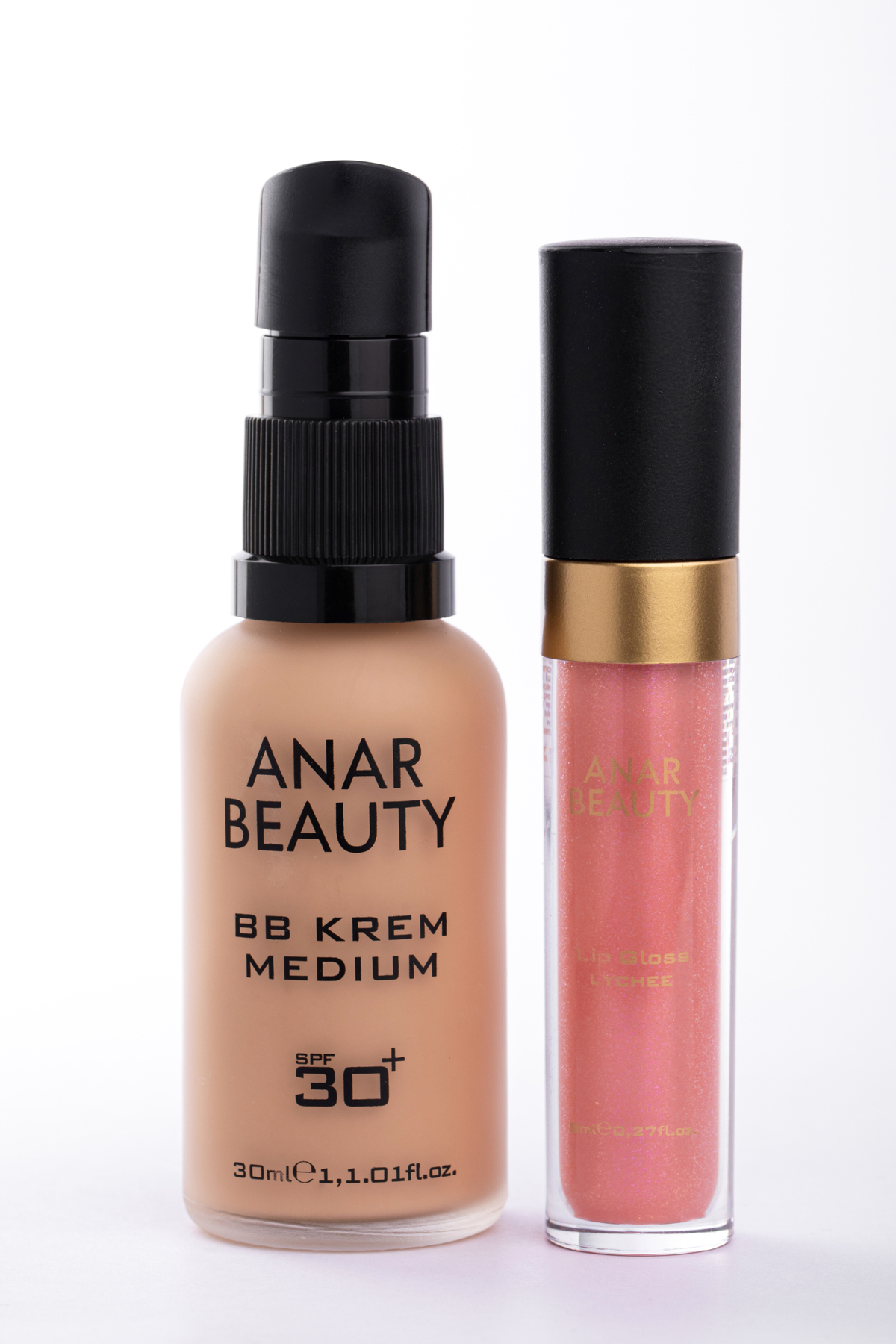 Anar Beauty BB Krem-30ml (Medium) + Dudak Parlatıcısı - Parlatıcı Lip Oil Gloss (Lychee) 2'li SET