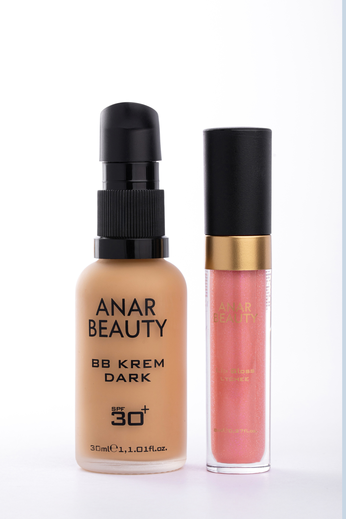 Anar Beauty BB Krem-30ml (Dark) + Dudak Parlatıcısı - Parlatıcı Lip Oil Gloss (Lychee) 2'li SET