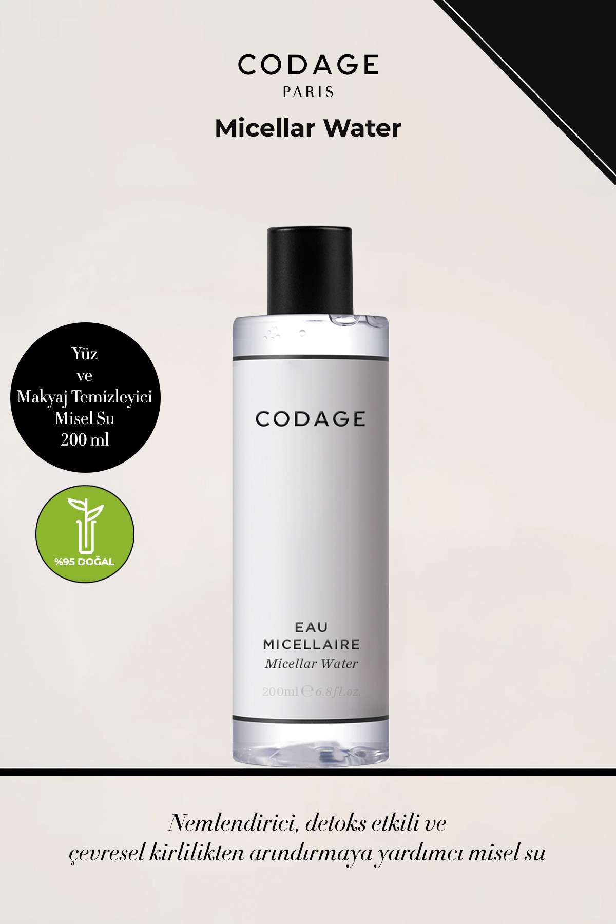 CODAGE PARIS Micellar Water - Yüz ve Makyaj Temizleyici Misel Su 200 ml