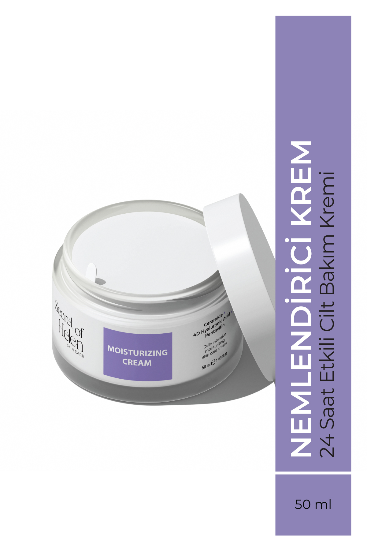Secret of Helen Nemlendirici Yüz Kremi 50 ml | Su Bazlı Yoğun Nemlendirici |Ceramide, 4D Hyaluronik Asit, Pentavitin
