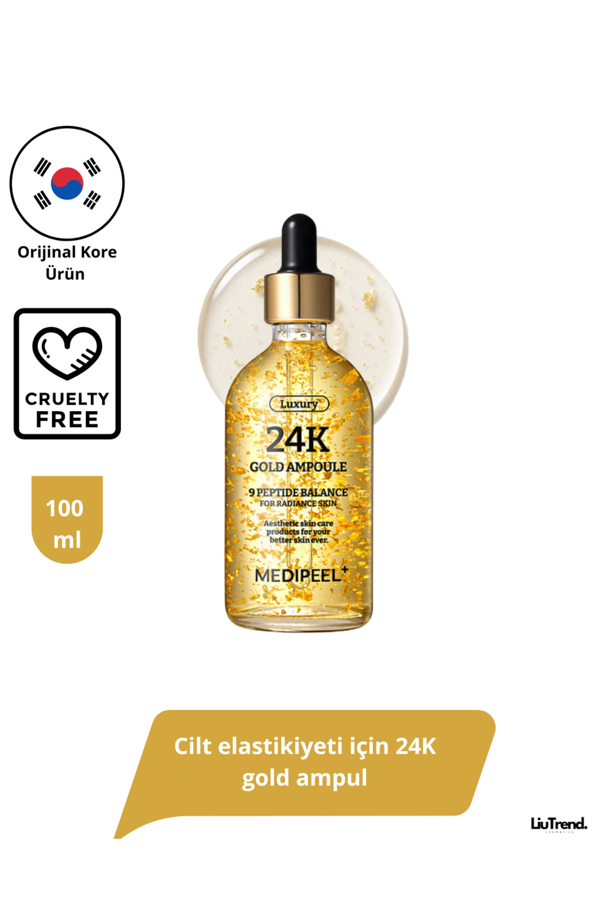 Medipeel Luxury 24k Gold Ampoule 100 ml Cilt Elastikiyeti Için 24k Altın Içeren Ampul M0010