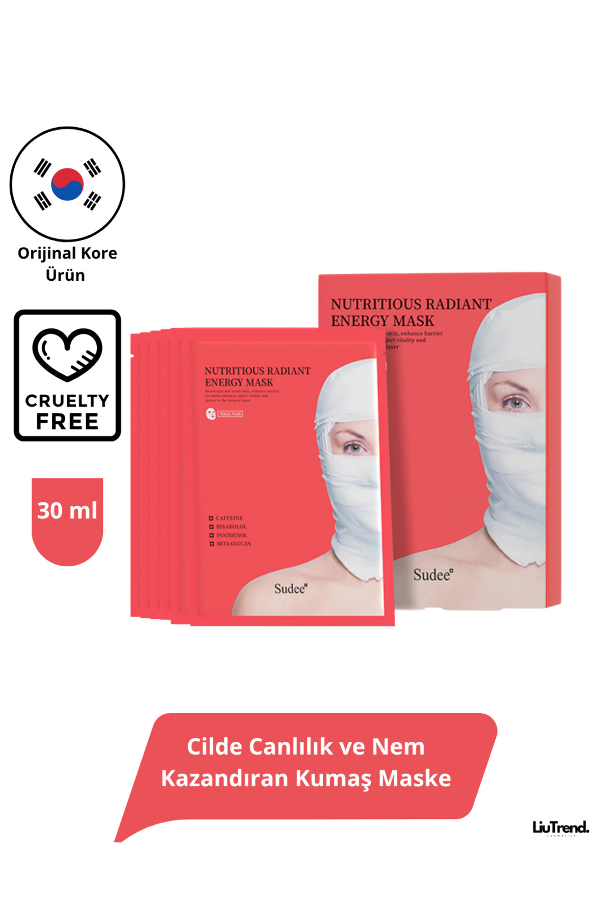 Sudee Nutritious Radiant Energy Mask 30 ml Cilde Canlılık ve Nem Kazandıran Kumaş Maske