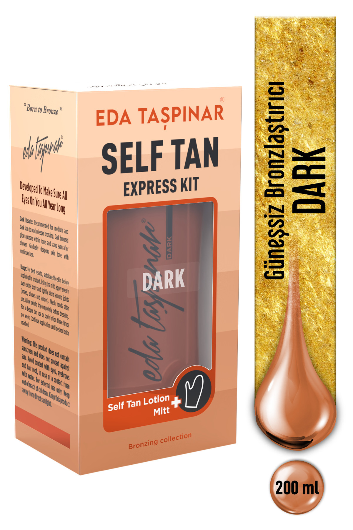 Eda Taşpınar Dark Self Tanning Losyon – Güneşsiz Bronz Görünüm & Koyu Ton 200 ml