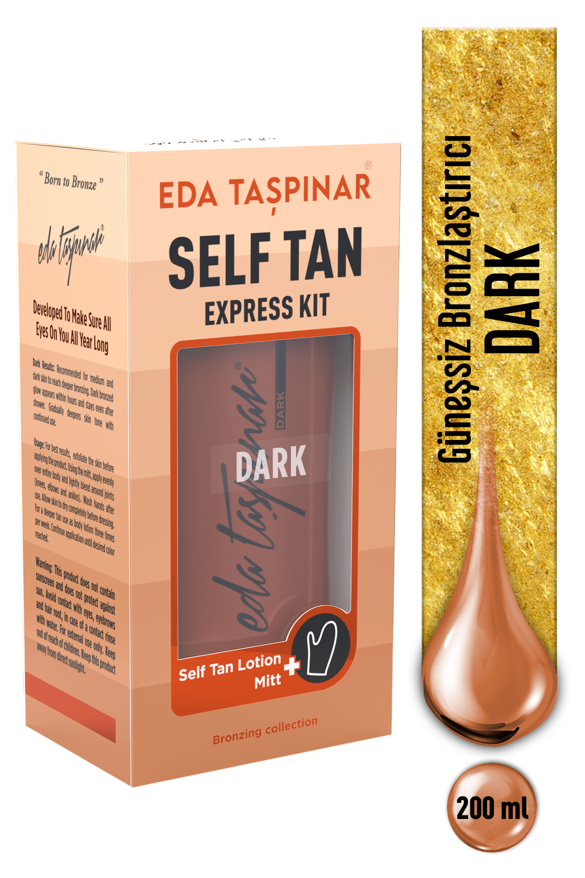 Eda Taşpınar Dark Self Tanning Losyon – Güneşsiz Bronz Görünüm & Koyu Ton 200 ml