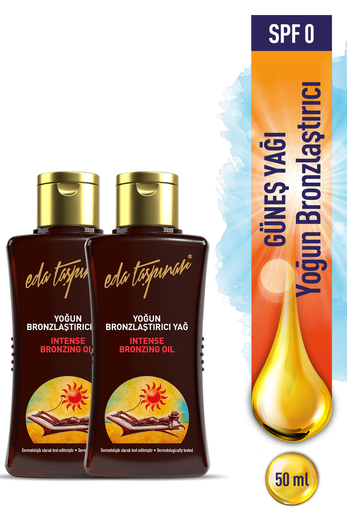 Eda Taşpınar Mini Boy Yoğun Bronzlaştırıcı Yağ SPF 0 – Yoğun Bronz Görünüm 50 ml x 2 ADET