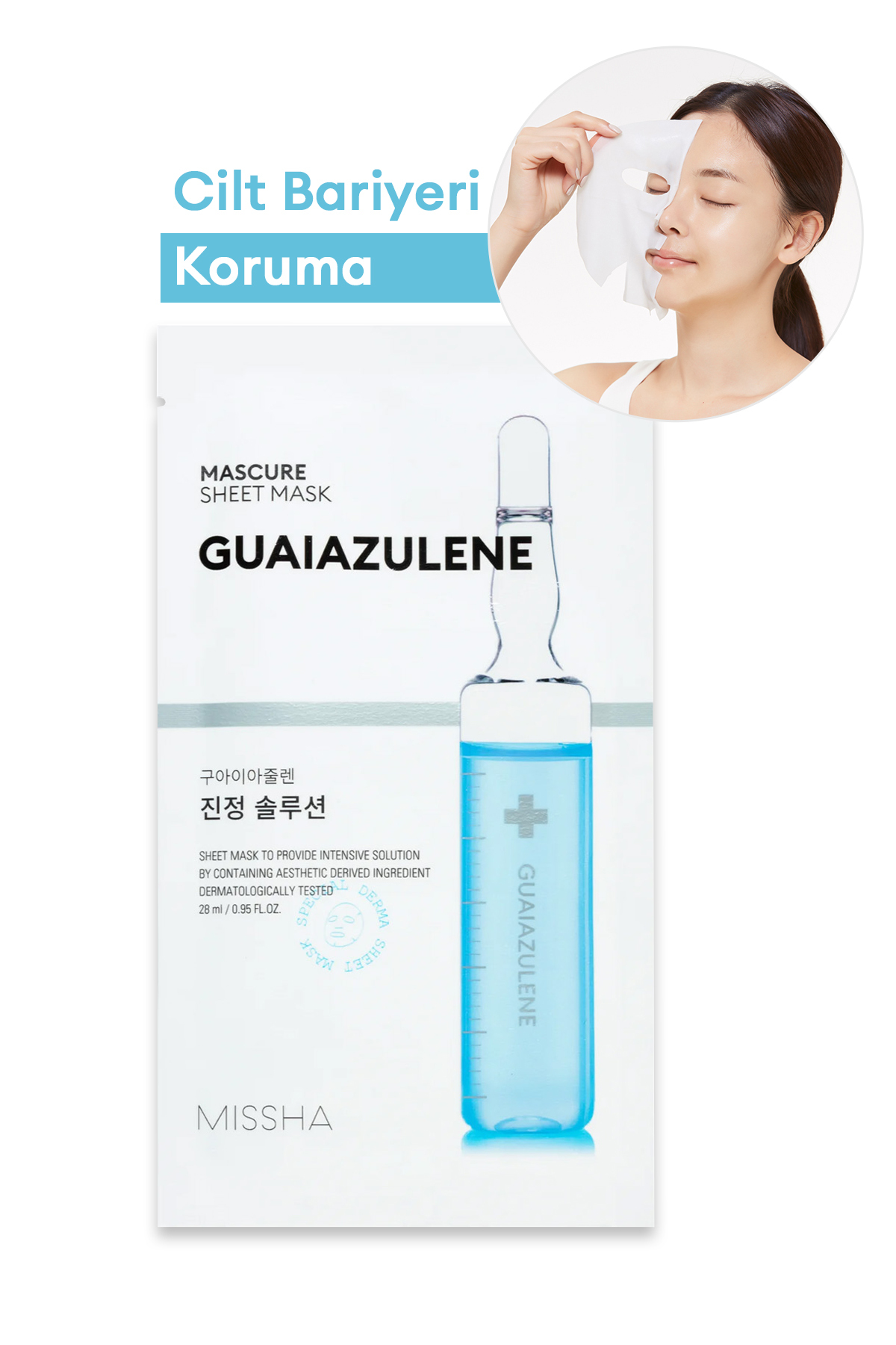Missha Guayazulen İçerikli Sakin Görünüm Sunan Maske Mascure Sheet Mask Guaiazulene