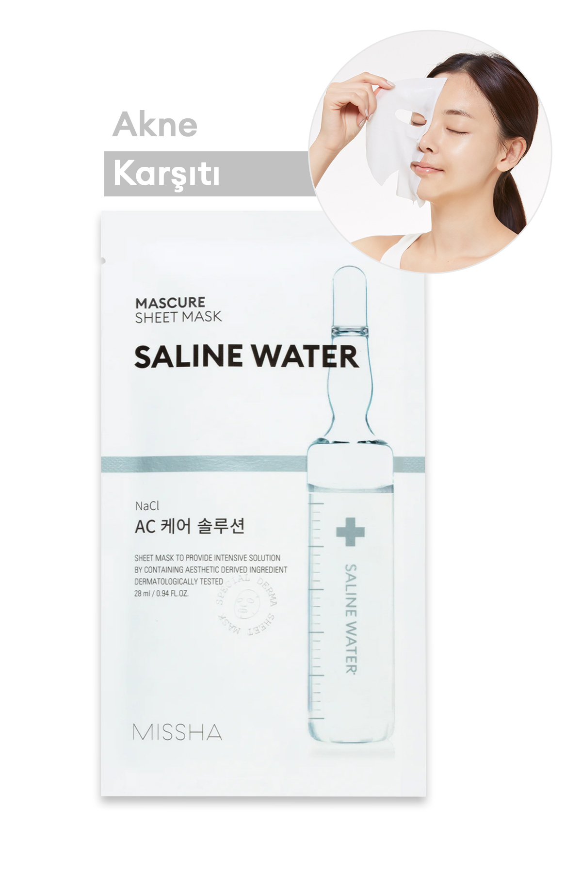 Missha NaCl İçeren Dengeli Görünüm Sunan Maske Mascure AC Care Solution Sheet Mask Saline Water