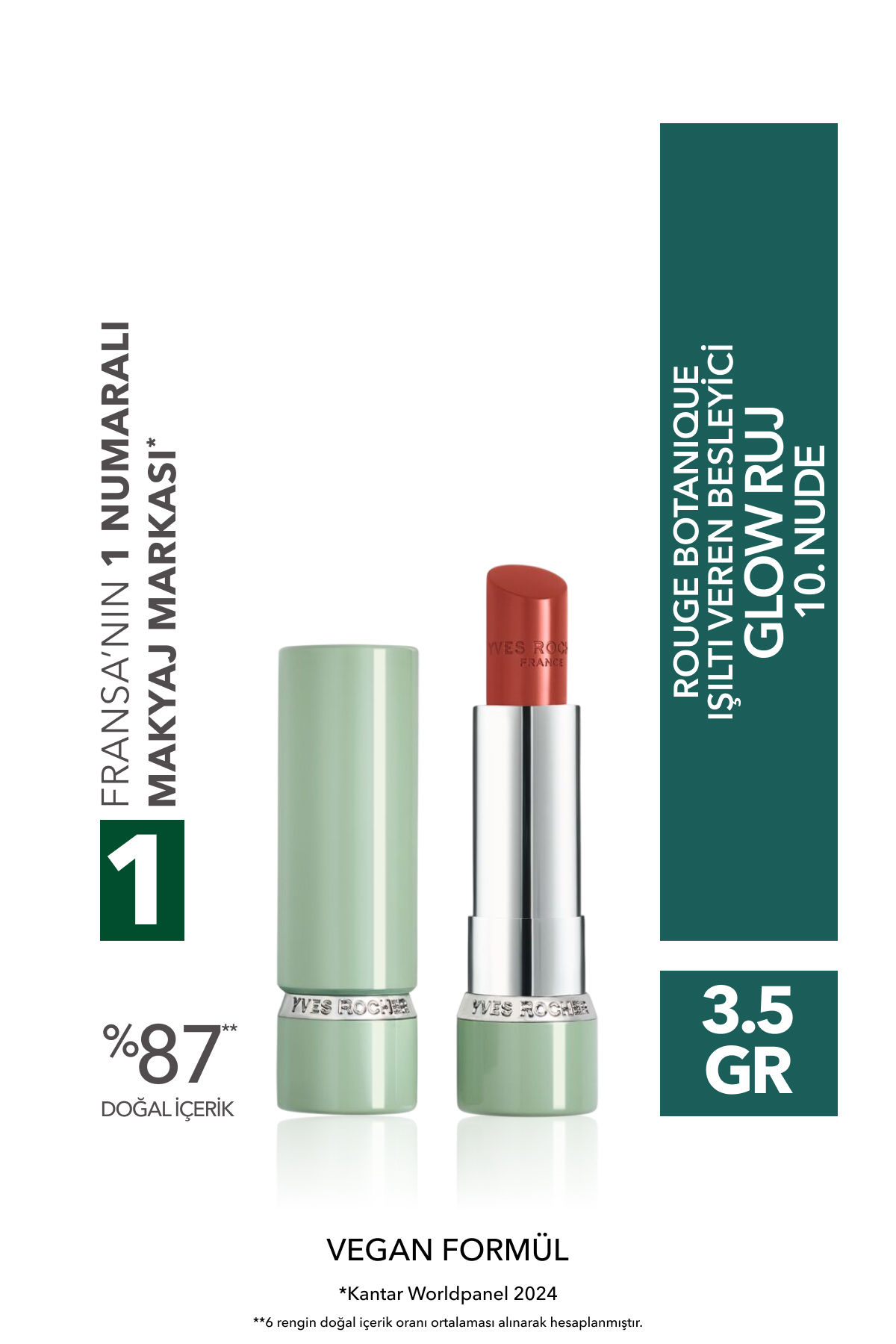 Yves Rocher Rouge Botanique Işıltı Veren Besleyici Glow Ruj - 10. Nude -Vegan-3.5g