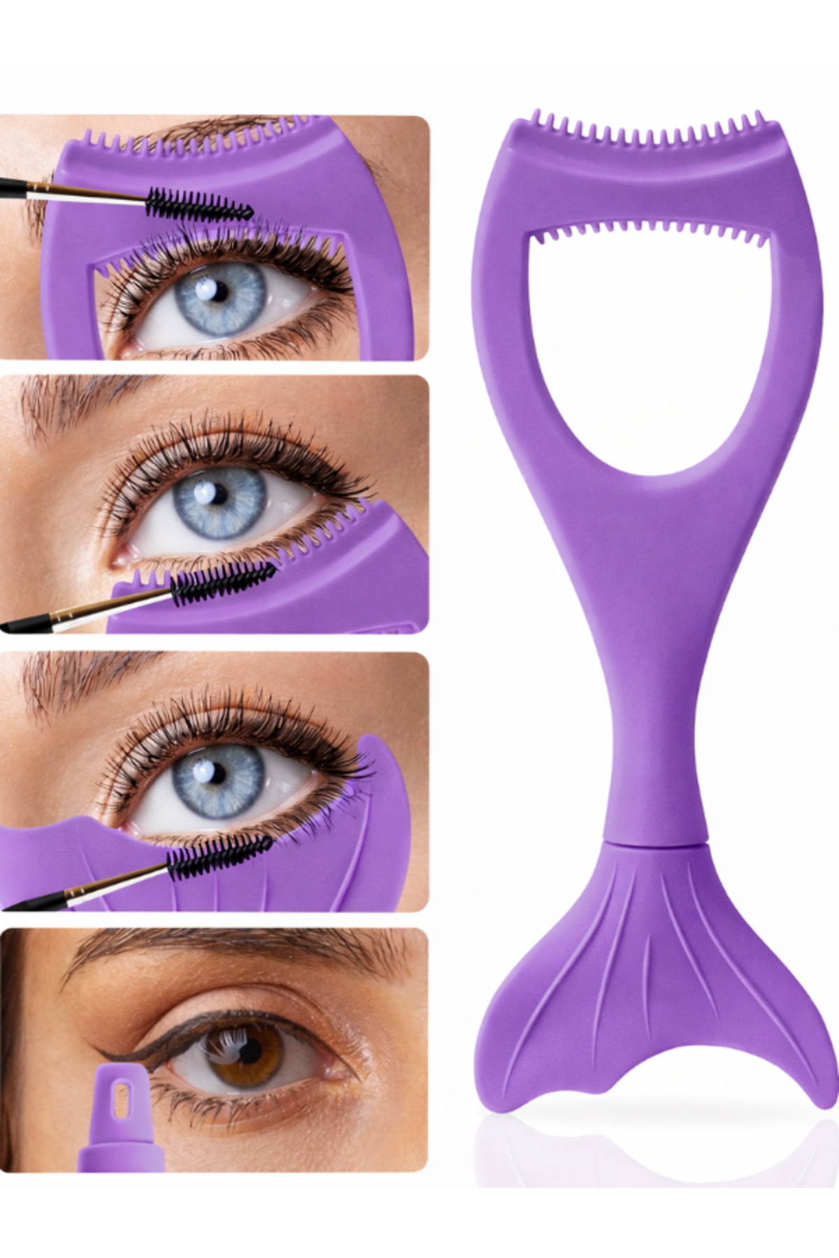 SheMask Eyeliner Çekme Aparatı Kirpik Kıvırıcı Kirpik Ayırıcı Şablonu Maskara Rimel Eyeliner Kirpik Tarağı Göz Makyaj Seti