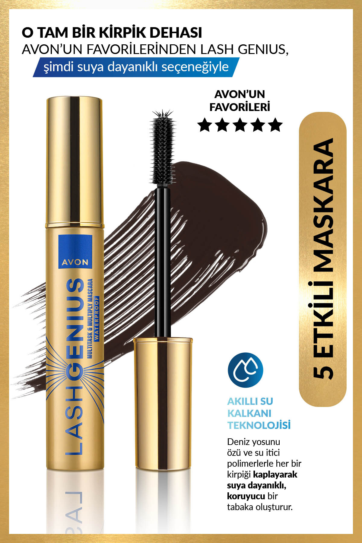 AVON Lash Genius Suya Dayanıklı Maskara - Brown Black