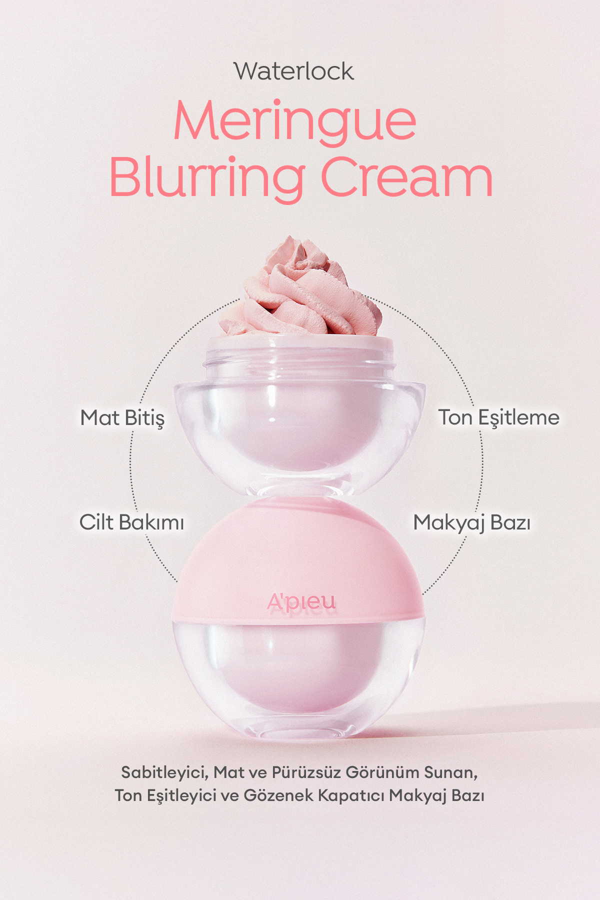 Missha Blur Etki Sunan Ton Eşitleyici Sabitleyici Mat Makyaj Bazı APIEU Waterlock Meringue Blurring Cream