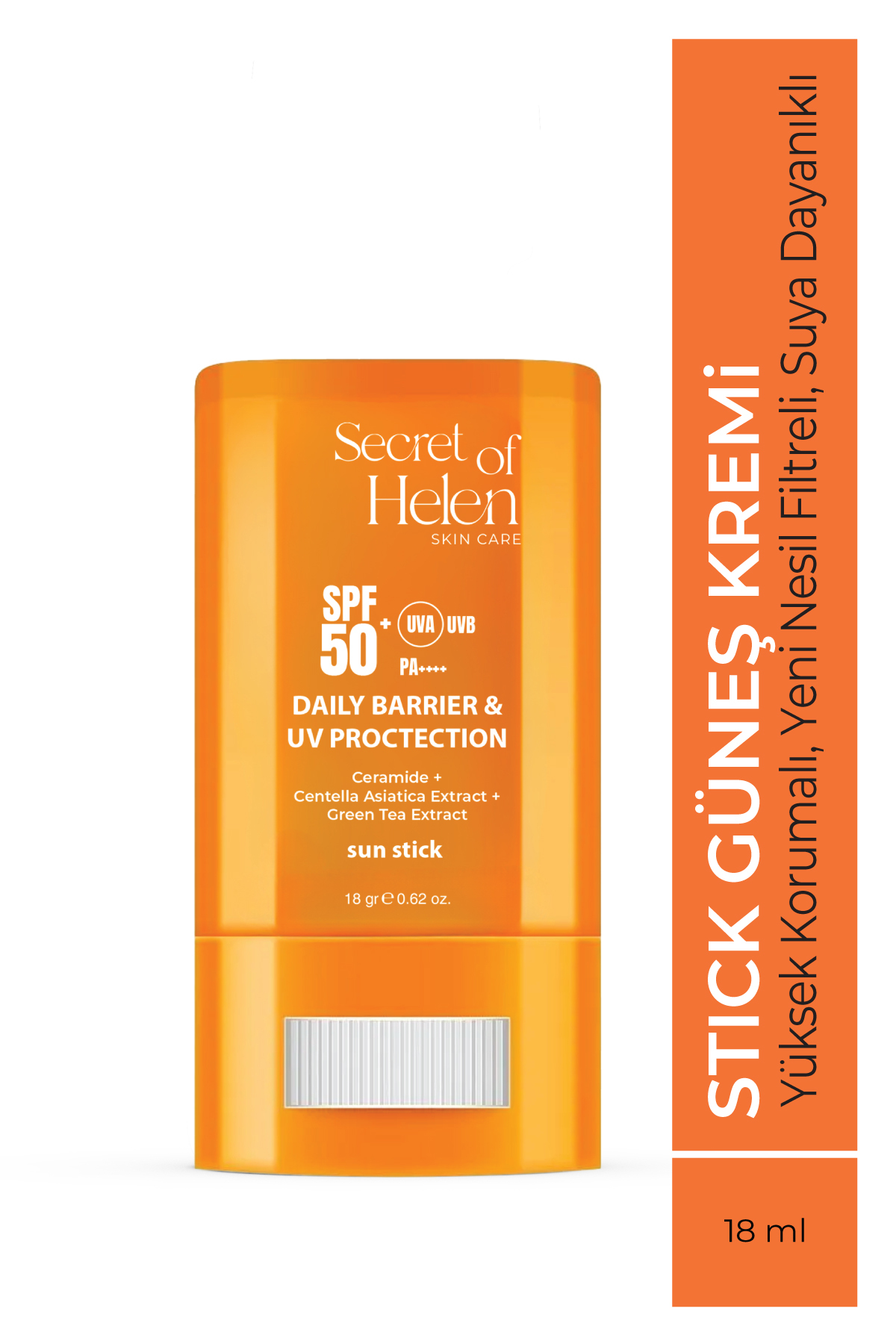 Secret of Helen SPF 50+ Stick Güneş Kremi 18 g| Yeni Nesil Filtre & Suya Dayanıklı|Ceramide, Centella, Green Tea Ext
