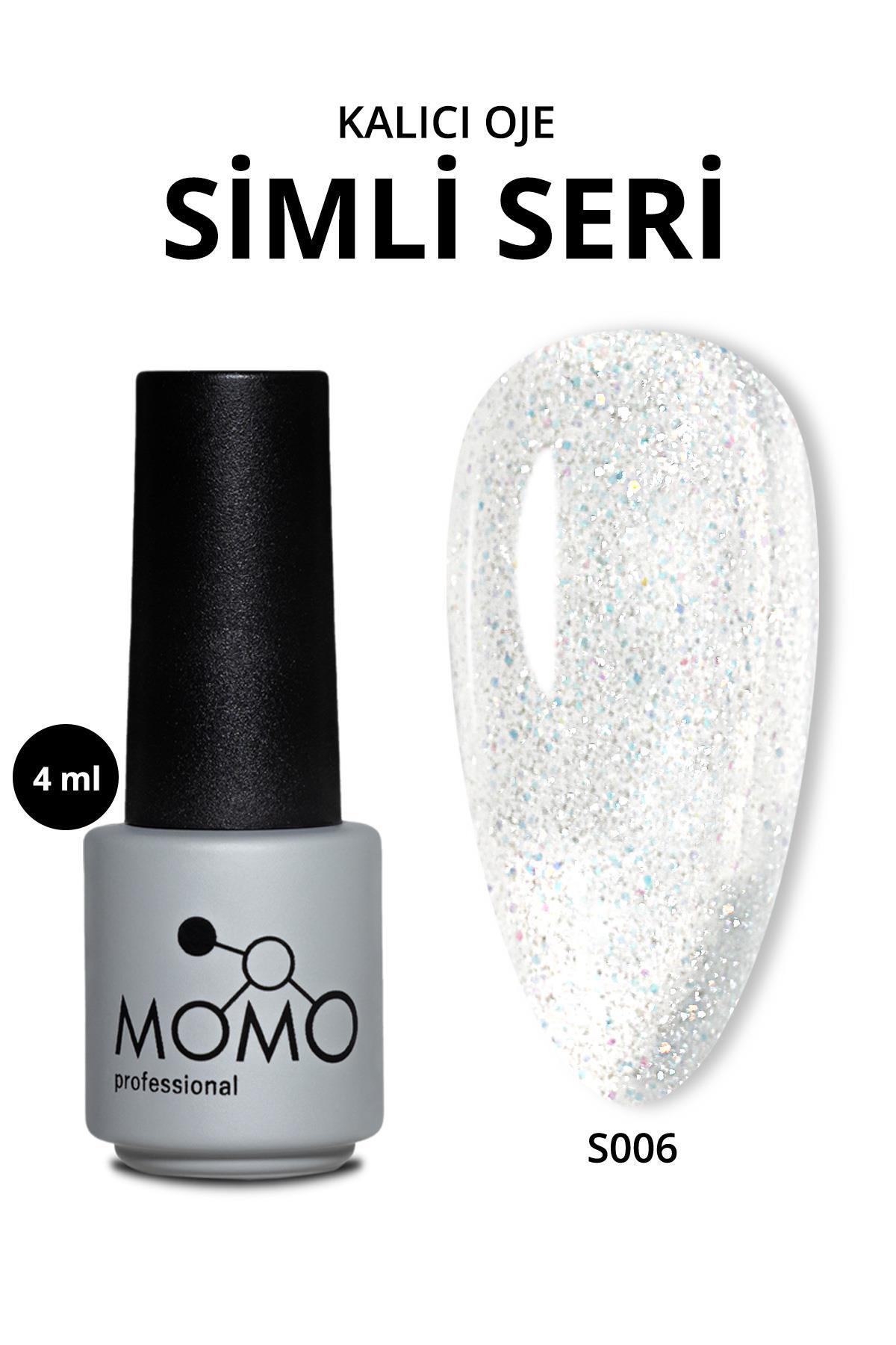 MOMO professional Kalıcı Oje S006, Renkli Simli Şeffaf, 4 ml