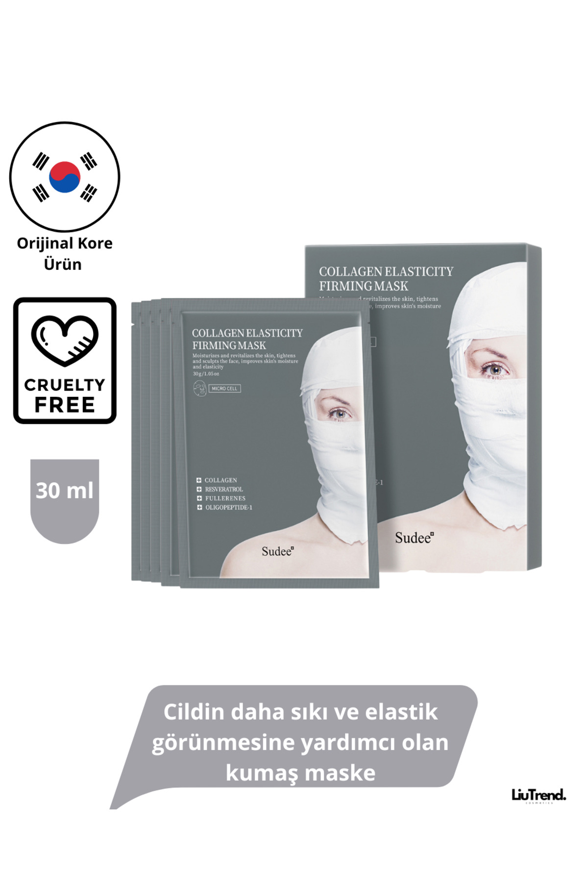 Sudee Collagen Elasticity Firming Mask 30ml Ciltte lifting ve elastikiyet sağlayan kumaş maske