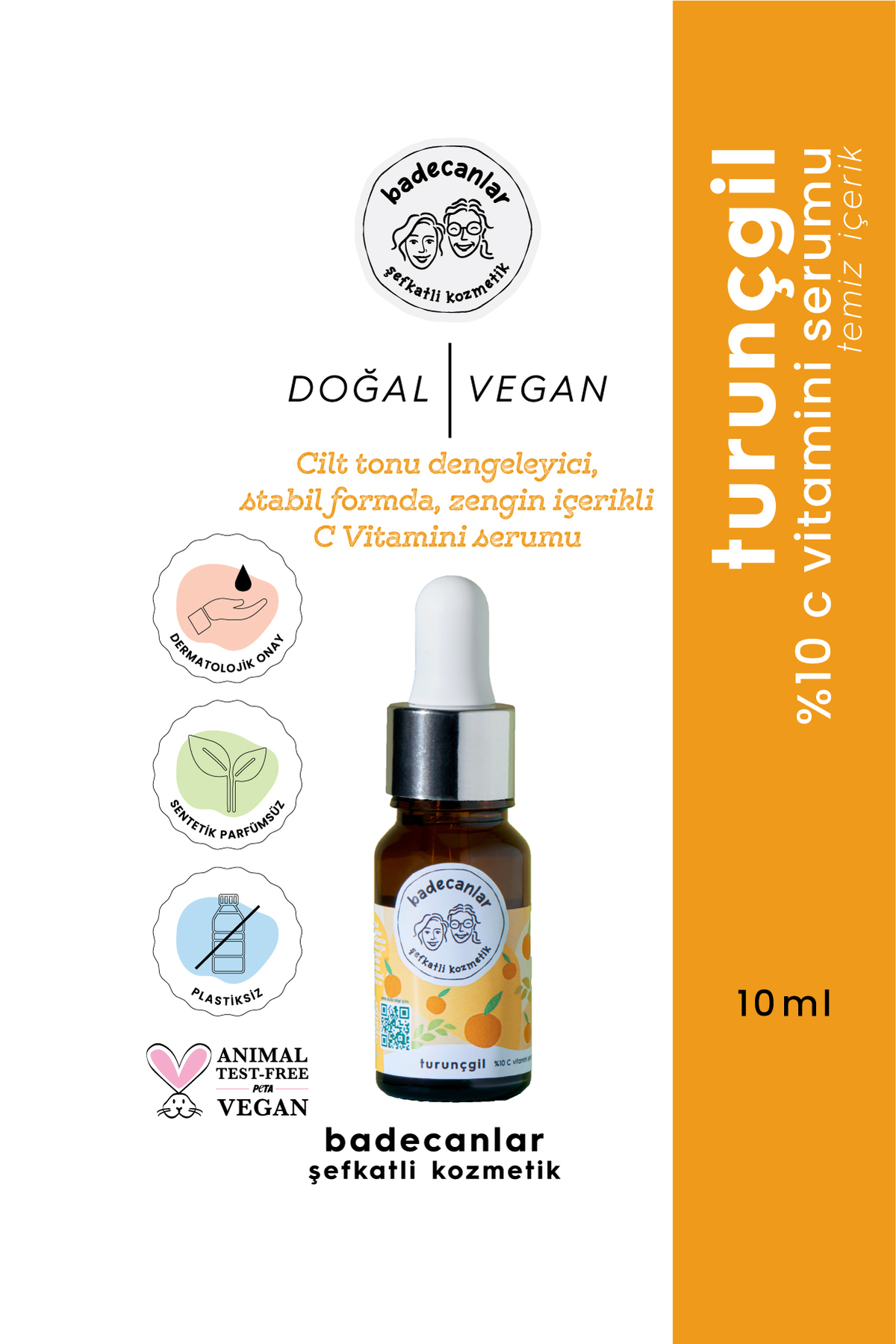 Badecanlar Şefkatli Kozmetik Leke Karşıtı, Aydınlatıcı Ve Anti-aging %10 C Vitamini Serumu 10 ml