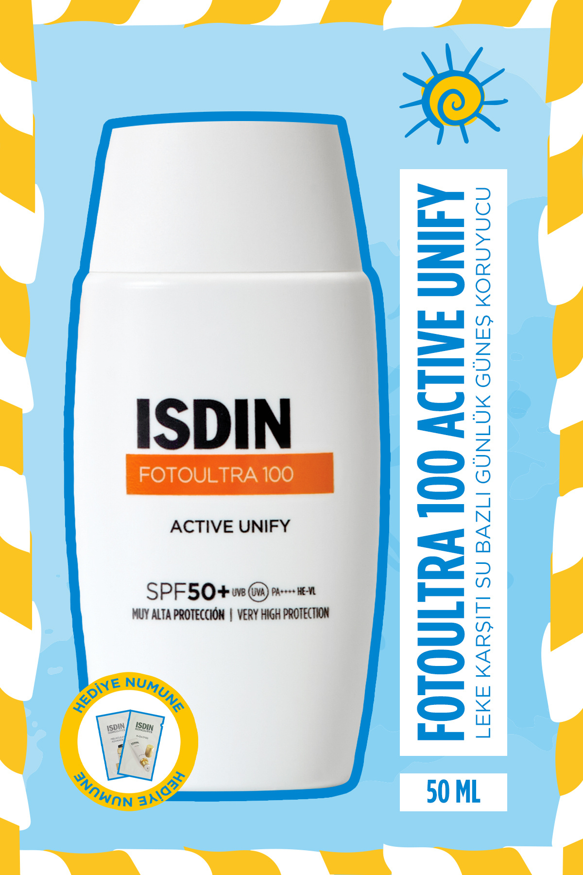 ISDIN Fotoultra 100 Active Unify Spf 50 Leke Karşıtı ve Ton Eşitleyici Yüz Güneş Kremi 50 ml