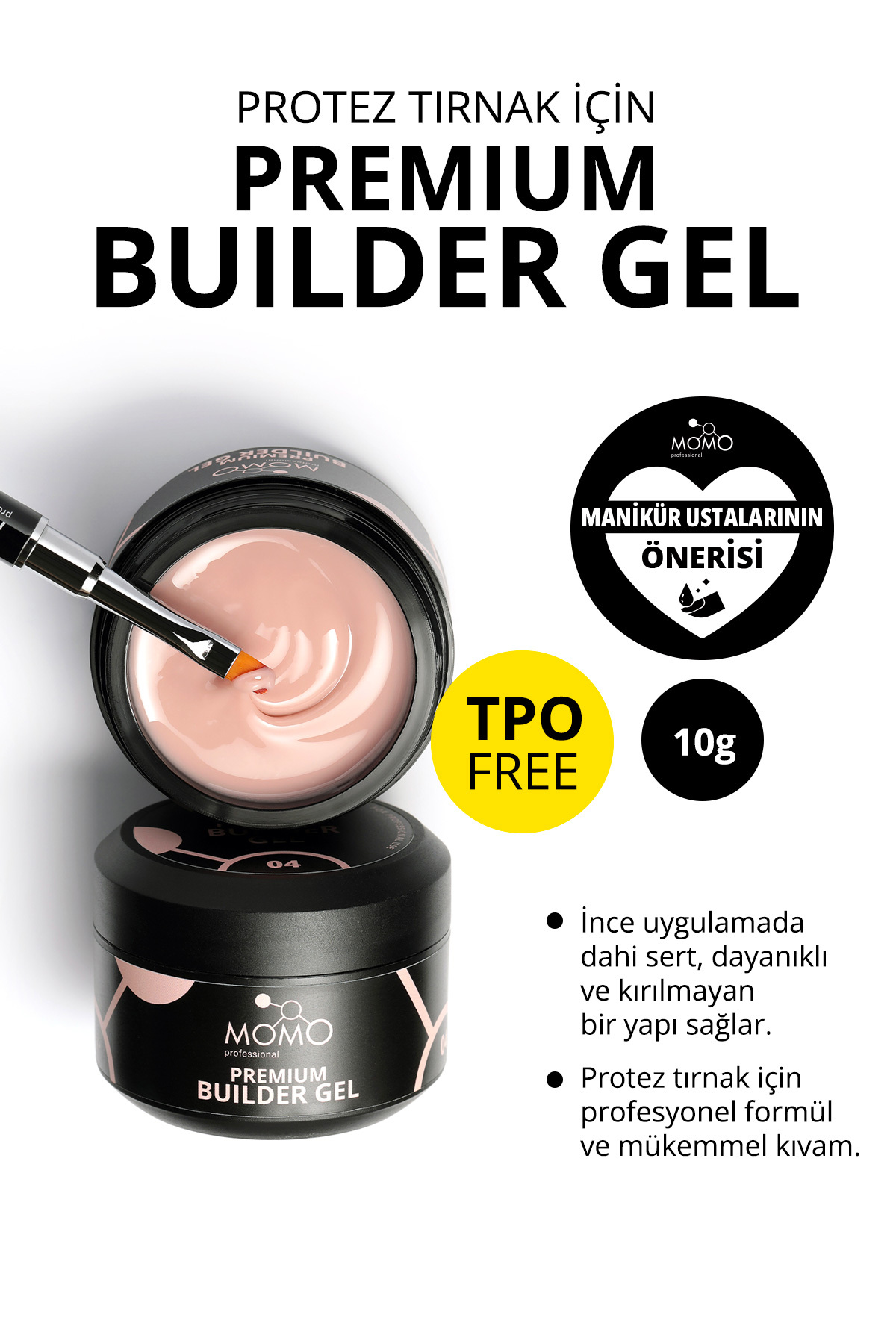 MOMO professional Premium Builder Gel, Protez Tırnak Jeli No.04, Bej, 10 gr