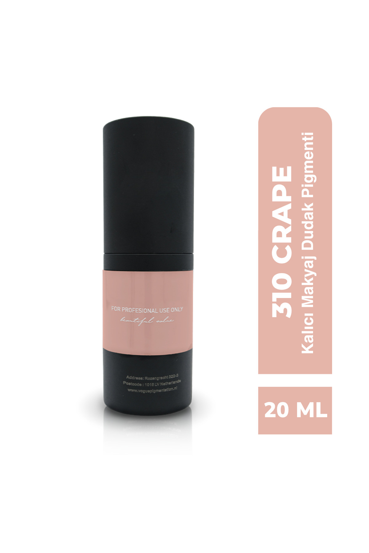 PSD Kozmetik 310 Crape Kalıcı Makyaj Dudak Pigmenti - PMU Boyası, Profesyonellere Özel, Yoğun Pigment 20ml