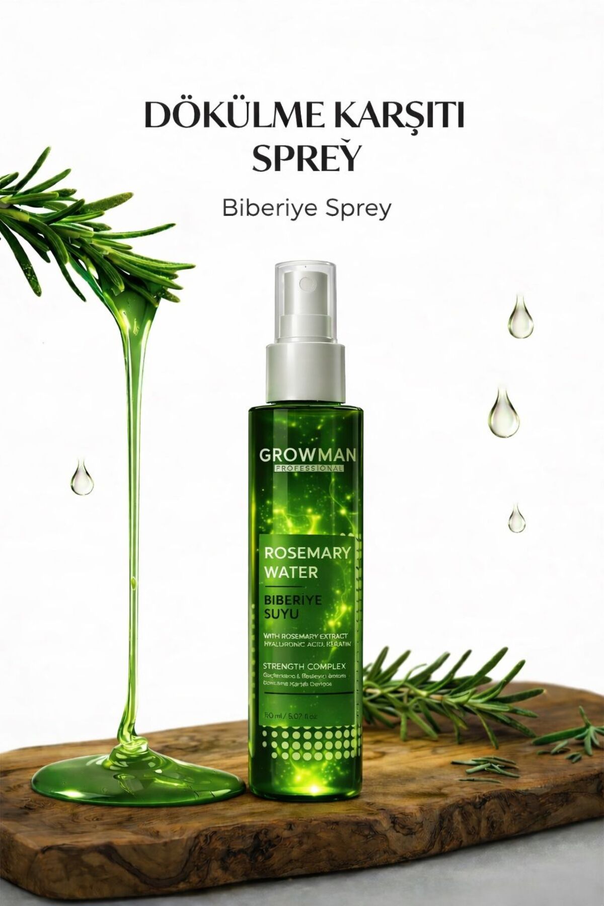 growman Biberiye Suyu Saç Toniği 100 ML – Dökülme Karşıtı & Hızlı Uzama Destekleyici Bakım Spreyi