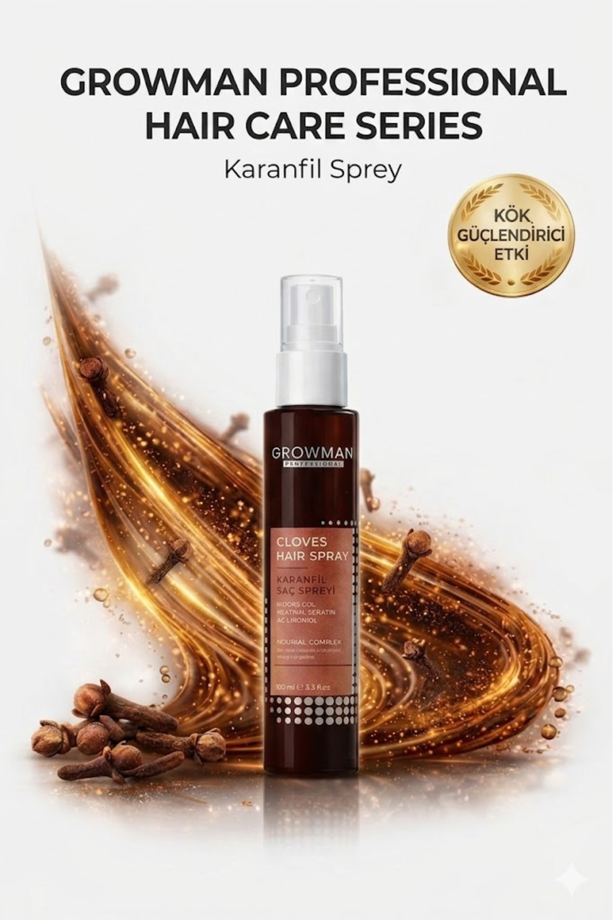 growman Doğal Karanfil Suyu Saç Spreyi 100 ML - Hızlı Uzama Etkili ve Saç Derisi Canlandırıcı