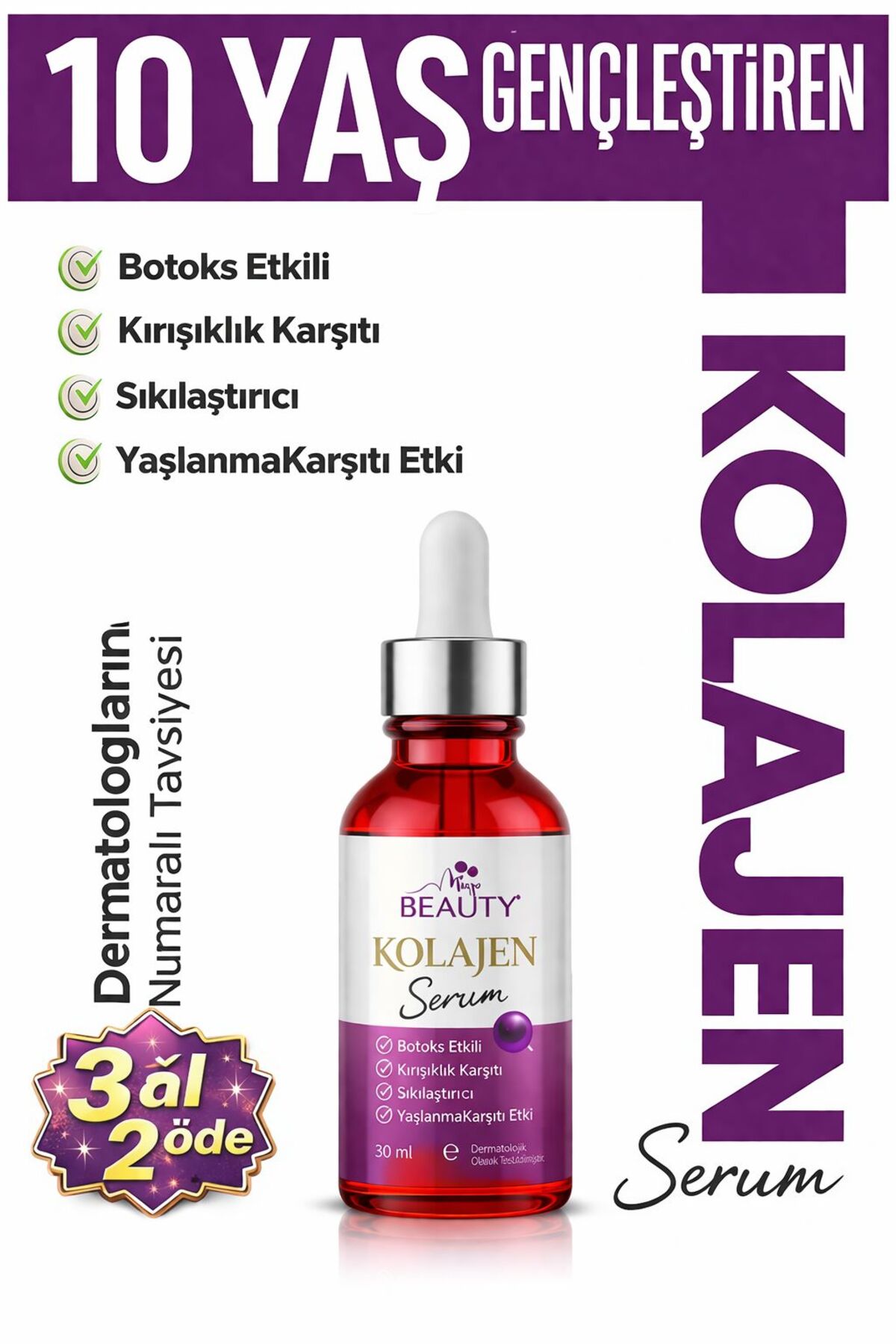 Miya Beauty Collogen Dolgunlaştırıcı Botox Etkili Kırışıklık, Işıltı Veren Yaşlanma Karşıtı Leke,giderici Serum
