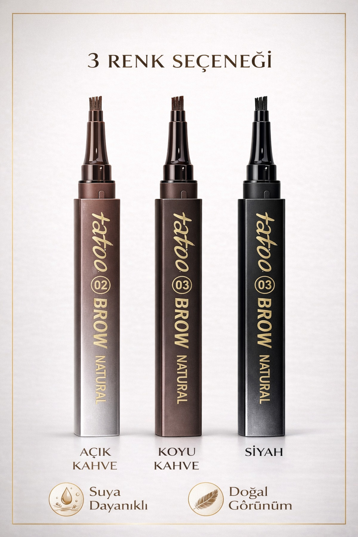 MAQYA KOZMETİK Fine Sketch Microblading Kalıcı Kaş Kalemi 3 Adet-Kaş Doldurma-Suya Dayanıklı Kahve/Açık Kahve/Siyah