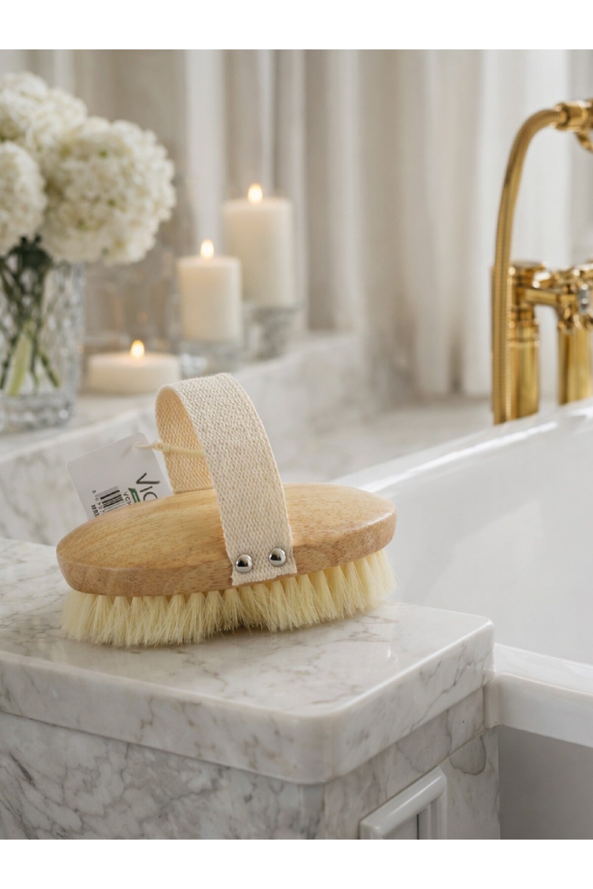 Vichy Doğal Ahşap Vücut Banyo Fırçası – Kese Etkili, Cilt Arındırıcı Masaj Fırçası VICHY-7052