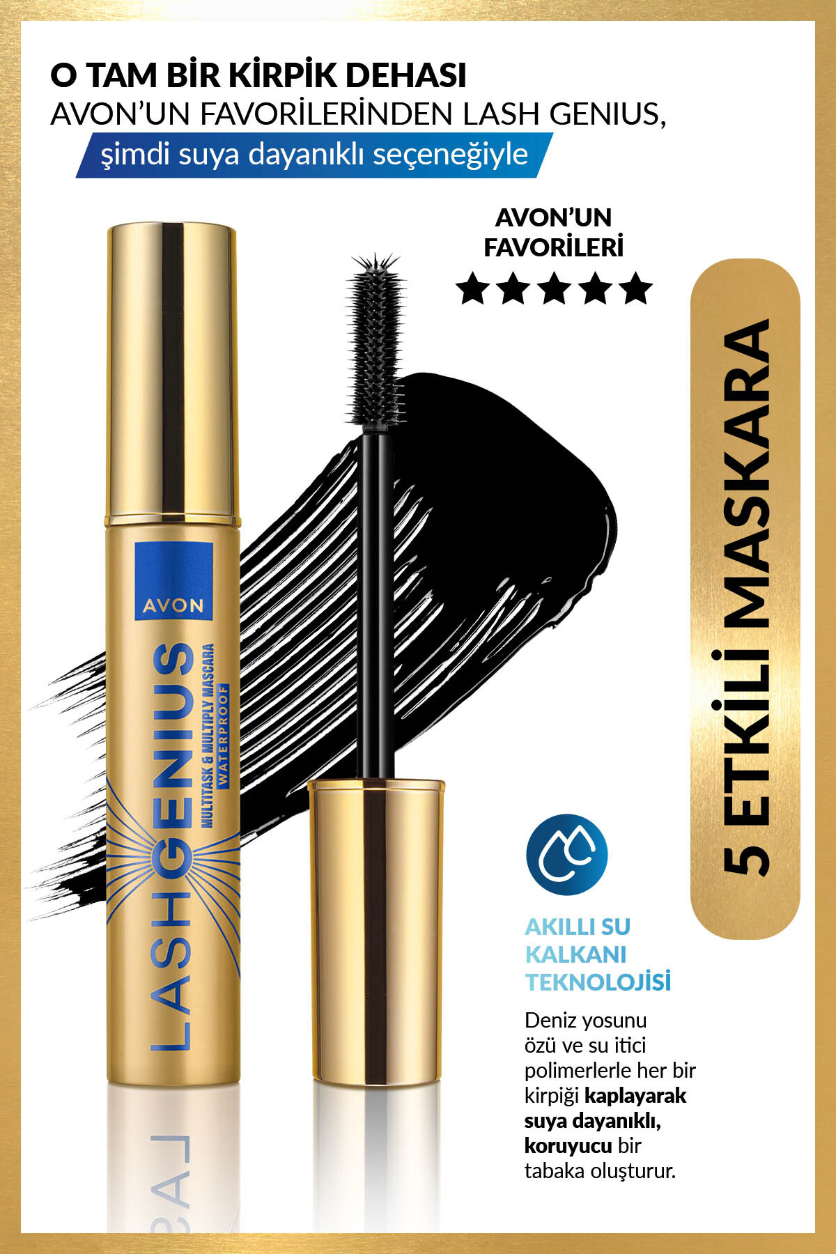 AVON Lash Genius Suya Dayanıklı Maskara - Blackest Black