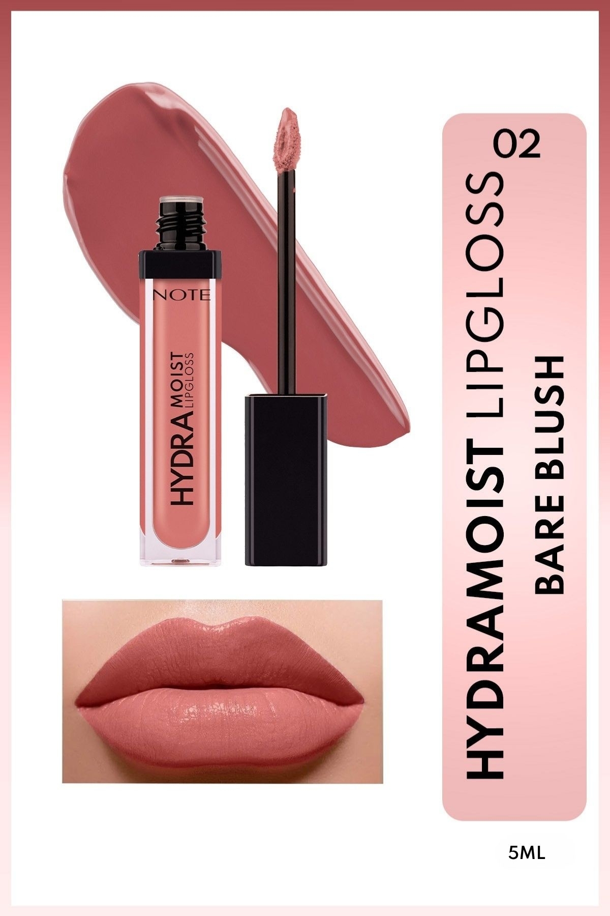 NOTE Hydramoist Lipgloss 02 Bare Blush Nemlendirici Dudak Parlatıcısı - Nude