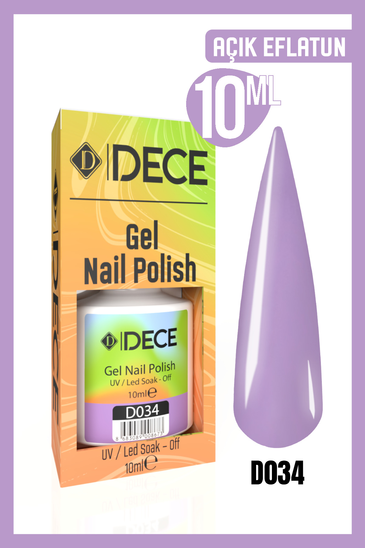 d dece Kalıcı Oje UV LED D038 (MOR SERİSİ) 10ml