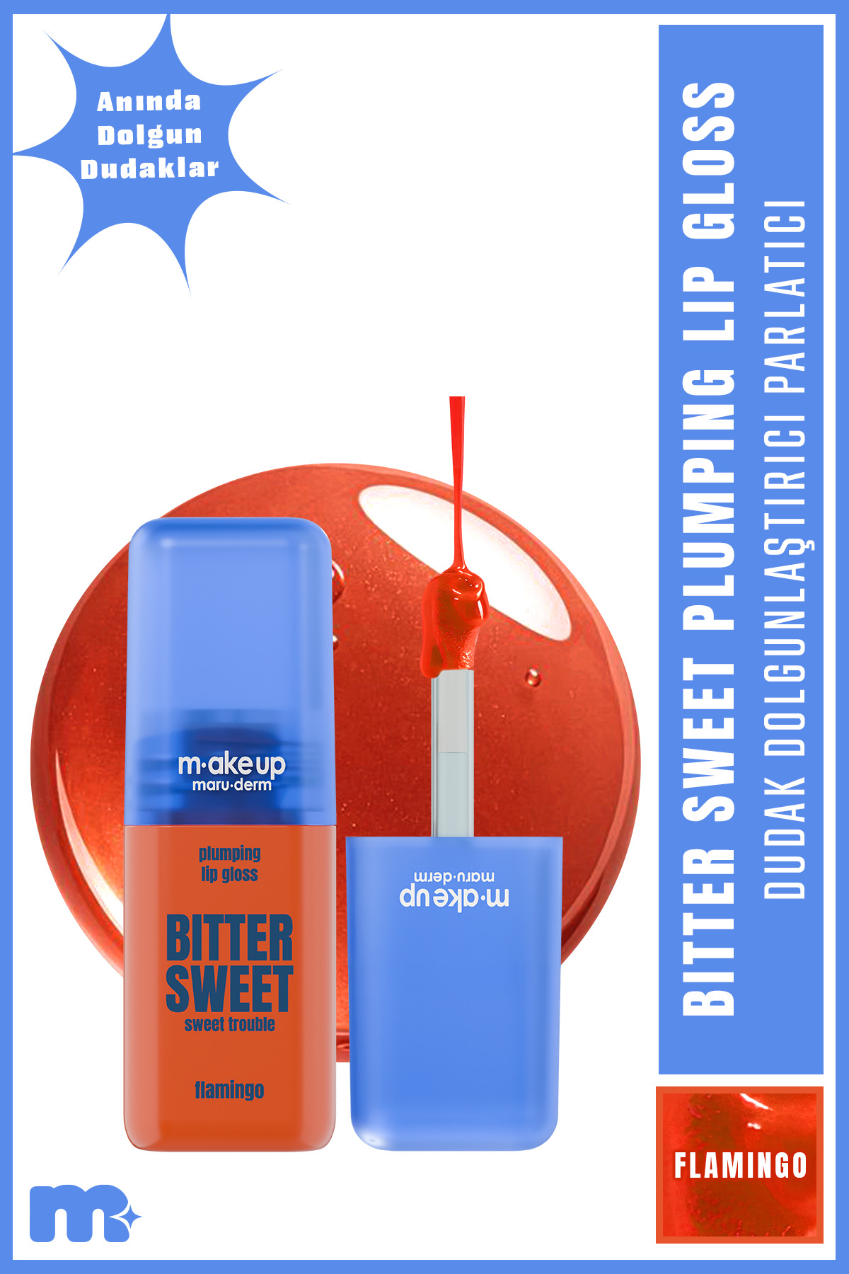 Maru.Derm make up maruderm Dolgunlaştırıcı Etkili Dudak Parlatıcısı – Plumping Lip Gloss Flamingo