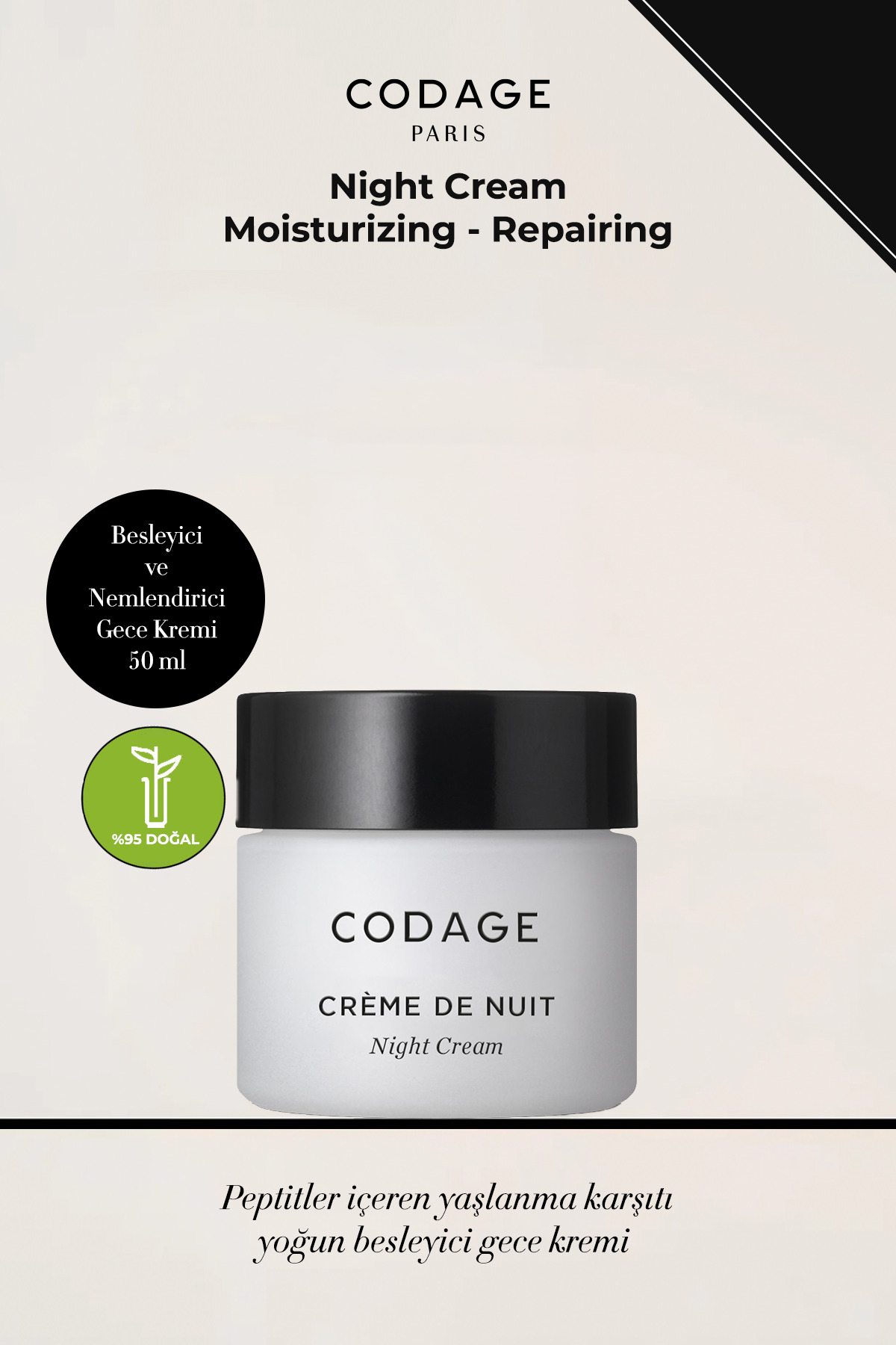 CODAGE PARIS Night Cream - Besleyici ve Nemlendirici Gece Kremi 50 ml