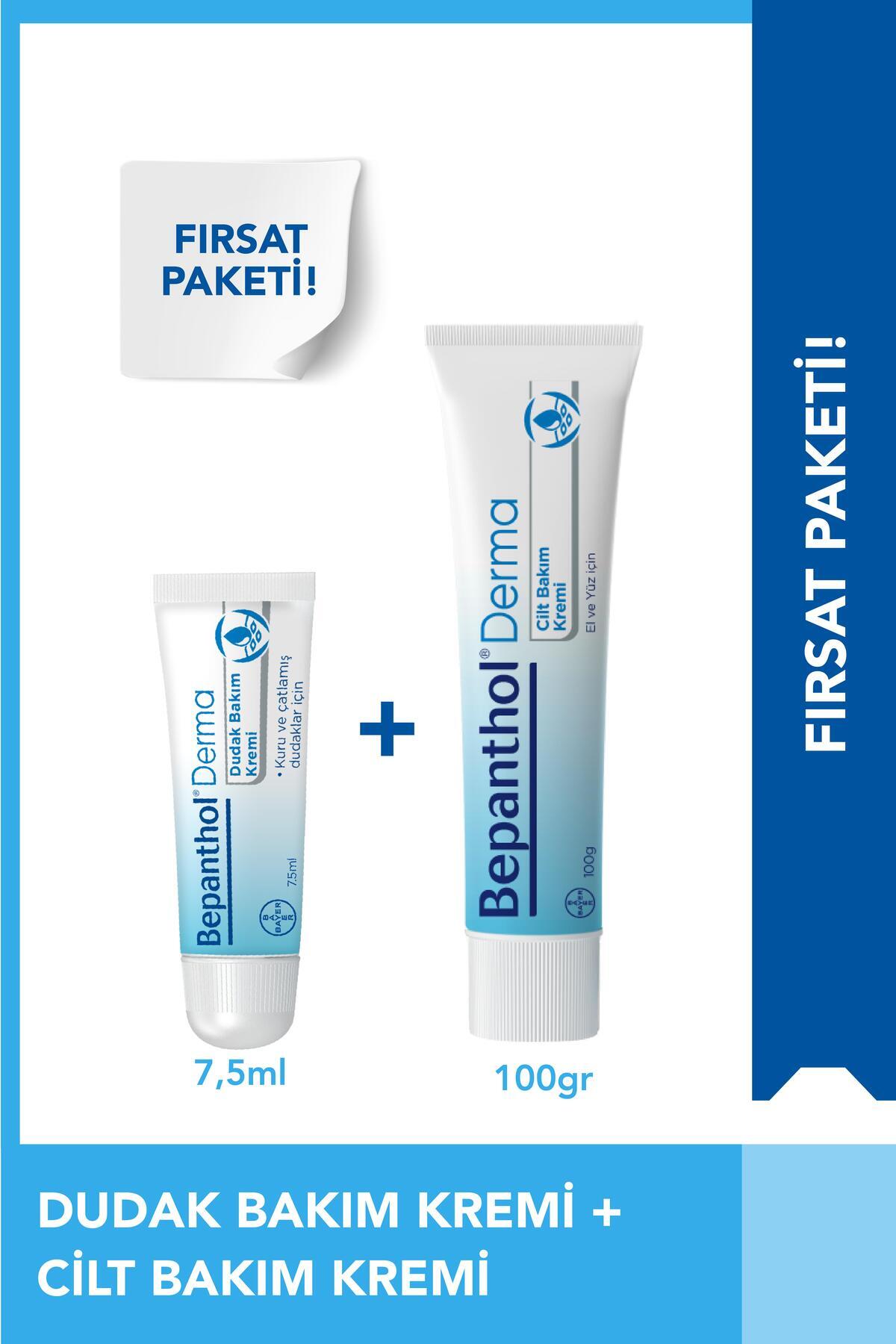 Bepanthol Cilt Kremi 100 gr & Günlük Yoğun Nemlendirici Dudak Kremi 7,5ml El, Dudak Ve Günlük Yüz Vücut Bakım