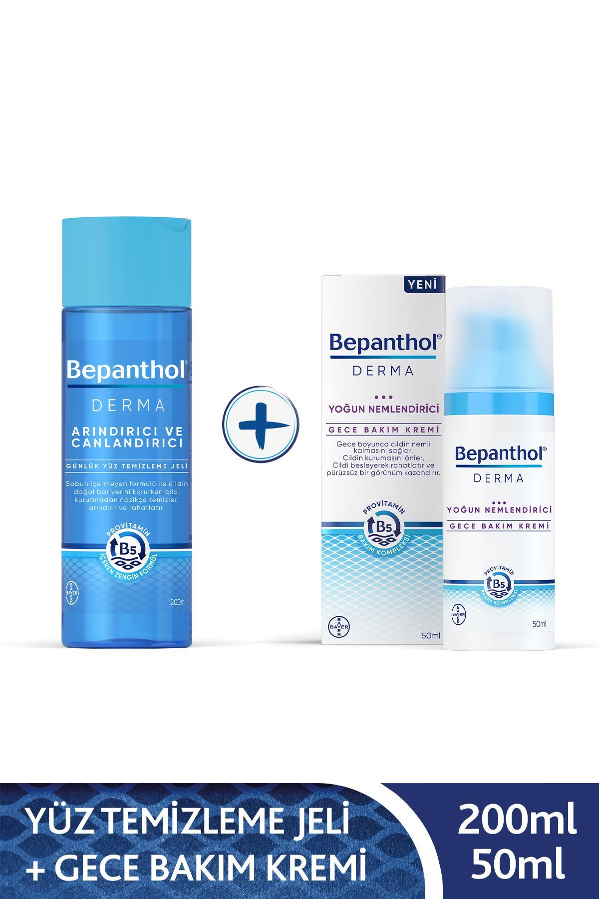 Bepanthol Derma Yoğun Nemlendirici Gece Bakım Kremi 50ml & Derma Arındırıcı Günlük Yüz Bakım Yıkama
