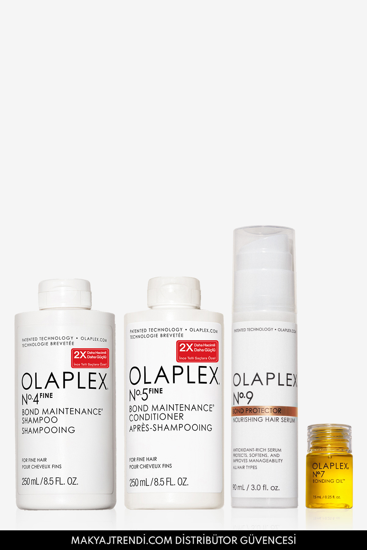 Olaplex Fine Protector Set - İnce Telli Saçlar İçin Bağ Güçlendirici Şampuan, Saç Kremi, Besleyici Saç Serum