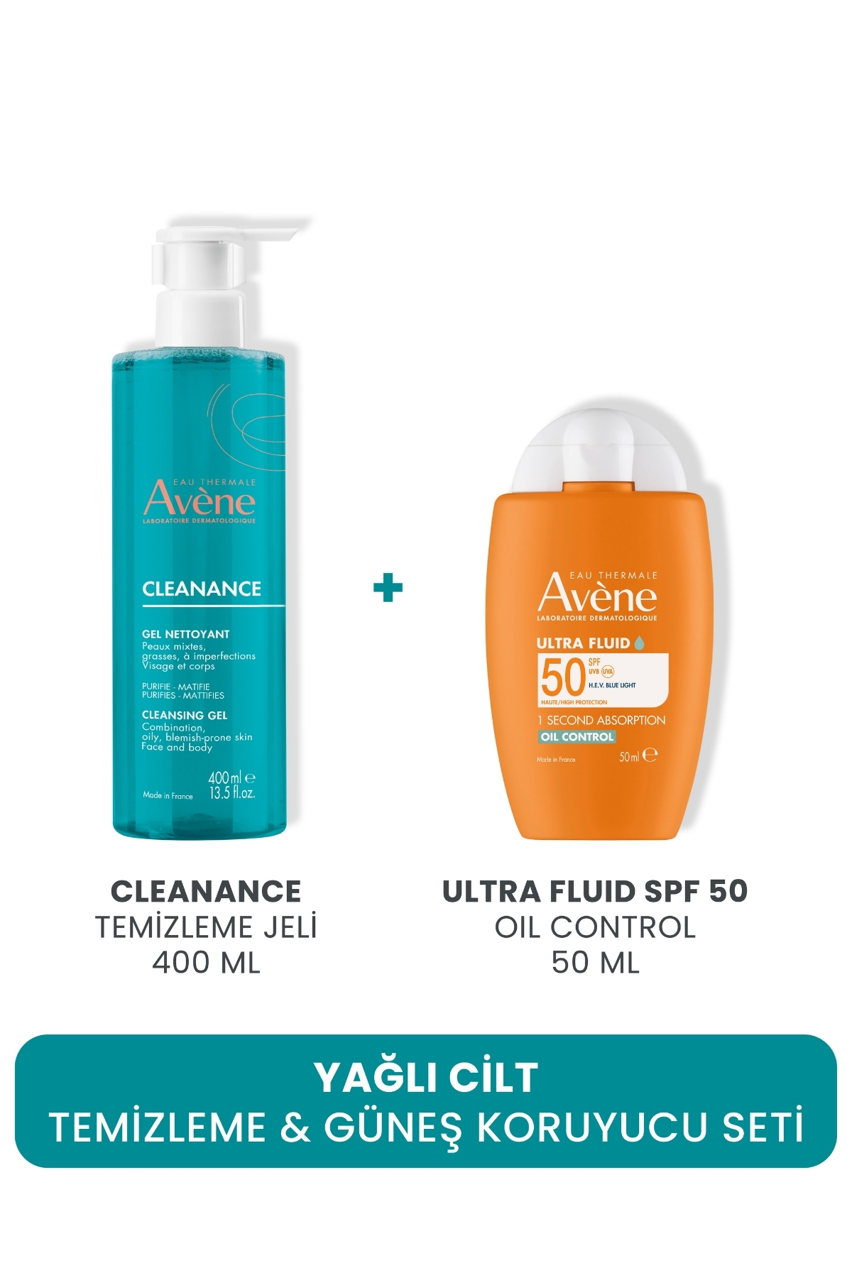Avene Yağlı Cilt Temizleme & Güneş Koruyucu Seti (Temizleme Jeli 400 ML + Ultra Fluid 50 SPF 50 ML)