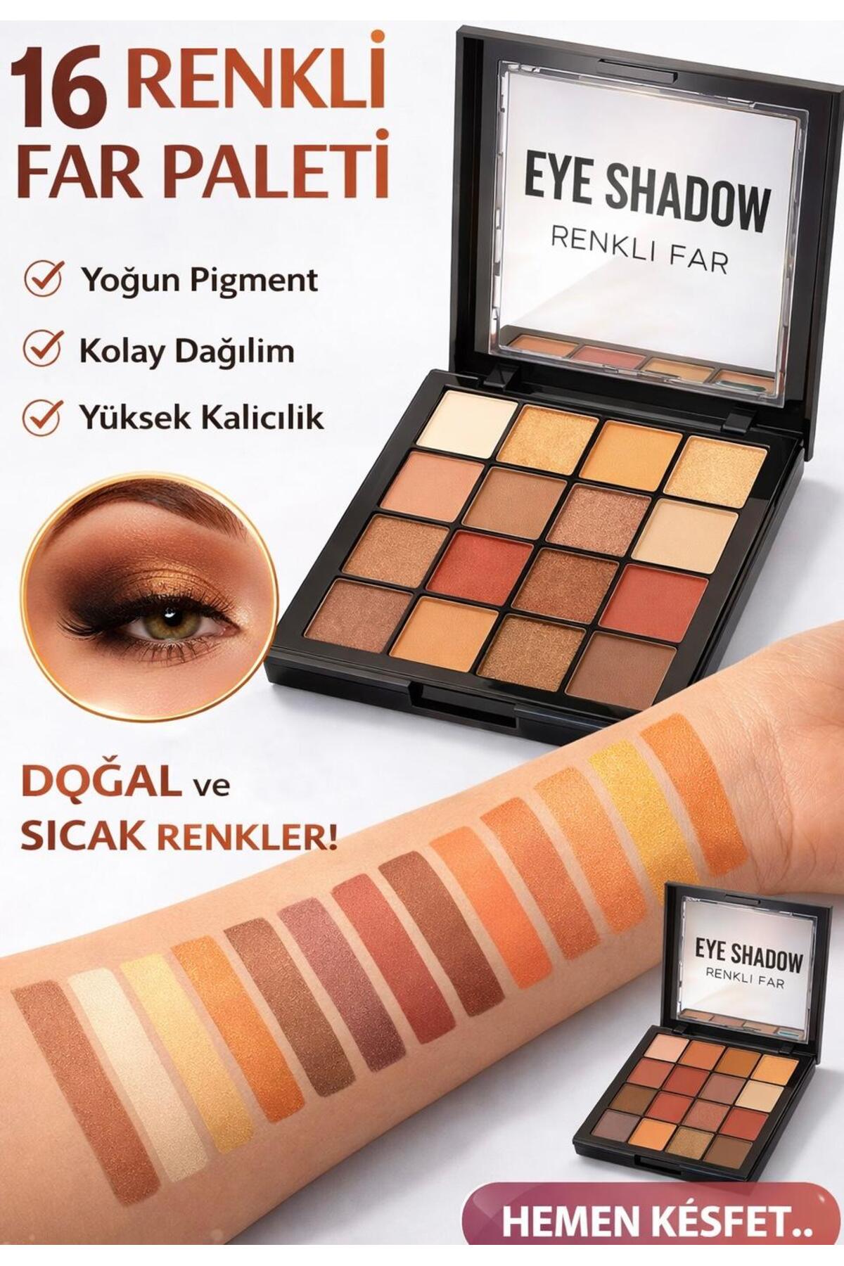 NUNUKO 16 Renkli Kare Far Paleti (Yüksek Pigmentli)